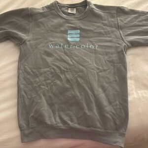 Comfort colors sweatshirt, size small, gray with teal lettering